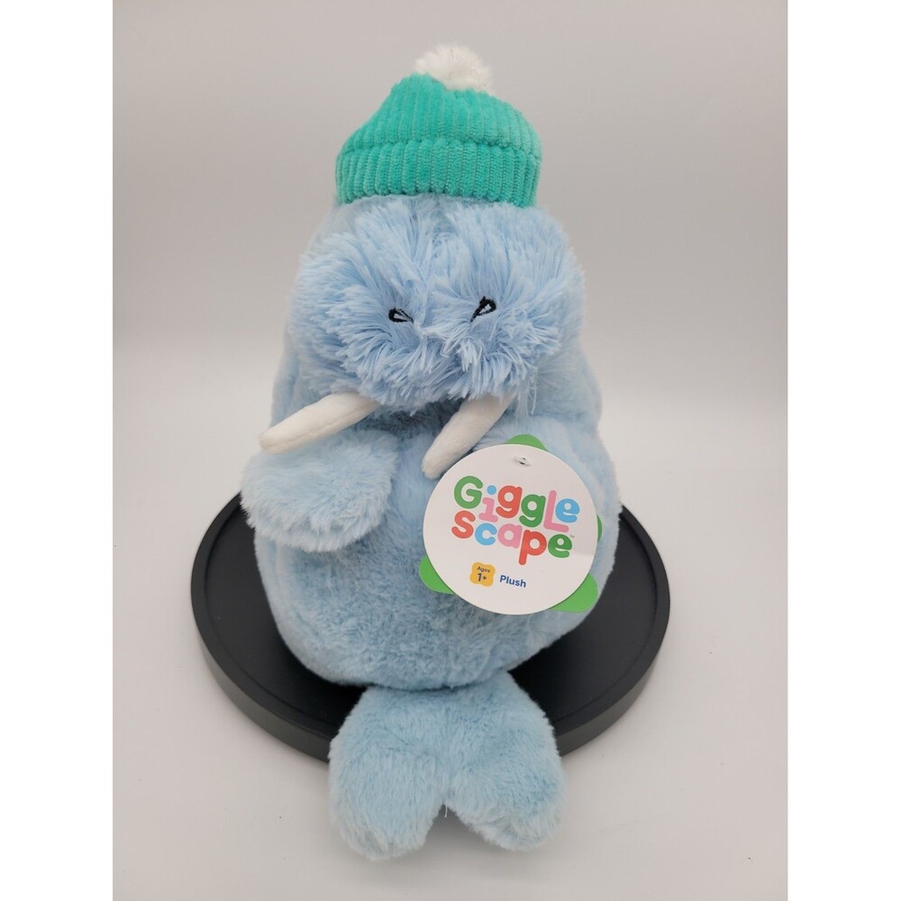 NEW GiggleScape Light Blue Walrus 12” Plush Stuffed Animal Teal Winter Hat New